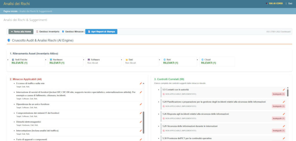 ISO Arx - Screen shot Analisi dei Rischi e Report di Audit ISO Arx - Screen shot Analisi dei Rischi e Report di Audit