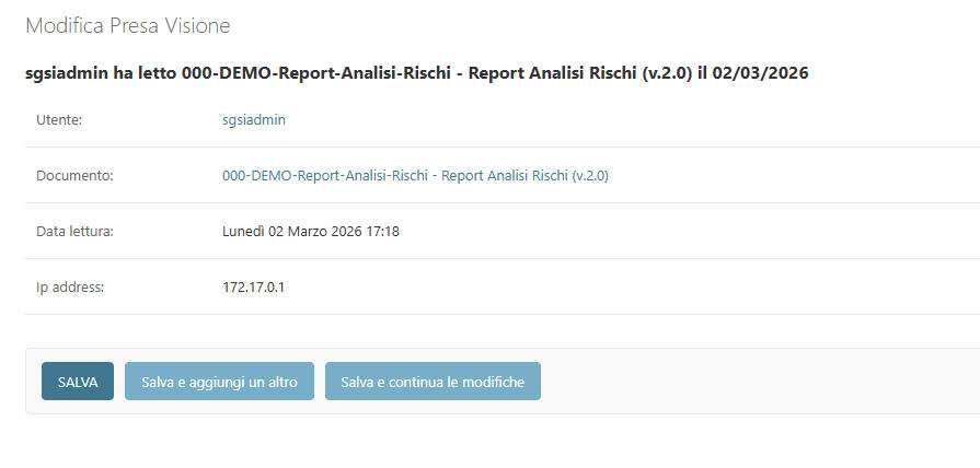 Presa visione documenti -ISO Arx